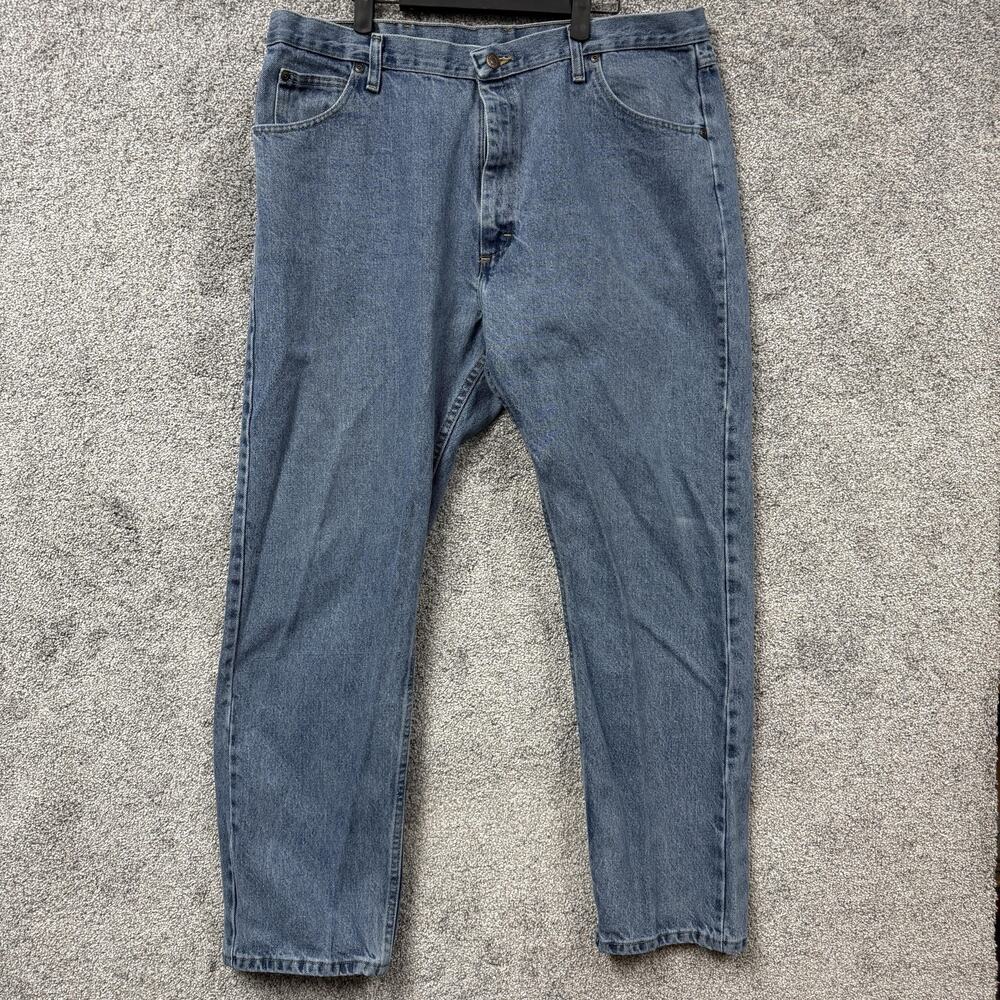 Wrangler Jeans Mens 38x29.5 Blue Relaxed Fit Tapered Leg Denim Workwear 96501DS